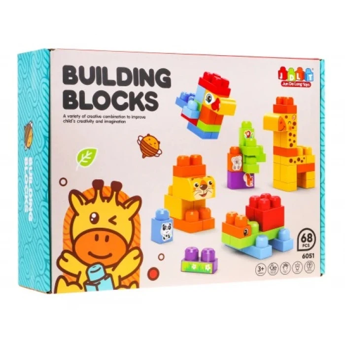 Детский конструктор Животные из зоопарка + наклейки 68 эл.