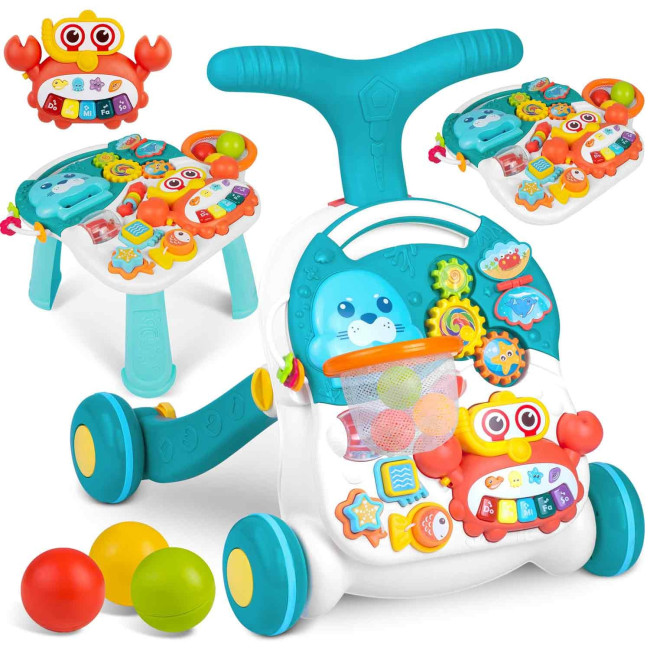 Каталка 3-в-1 интерактивная Ricokids бело-голубая