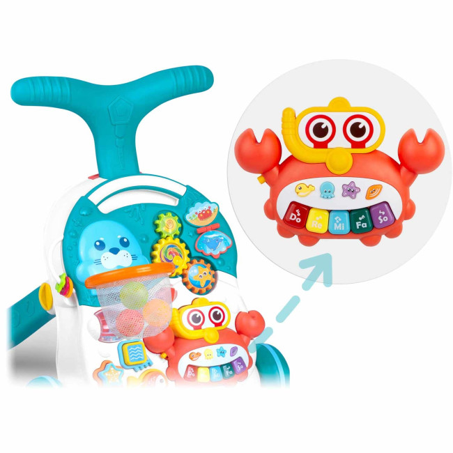 Каталка 3-в-1 интерактивная Ricokids бело-голубая