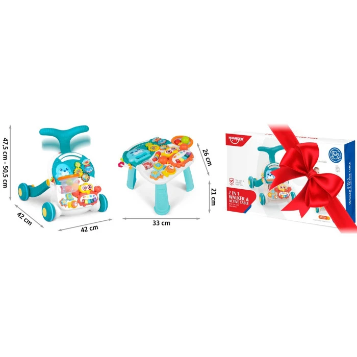 Каталка 3-в-1 интерактивная Ricokids бело-голубая