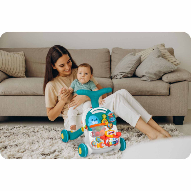 Каталка 3-в-1 интерактивная Ricokids бело-голубая