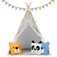 Вигвам детский с фонариками Nukido серый