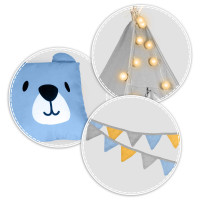 Вигвам детский с фонариками Nukido серый