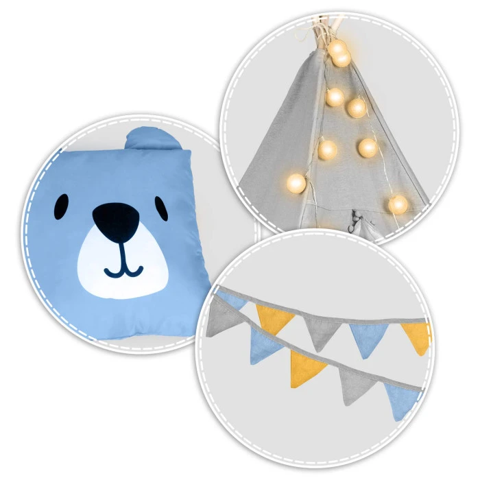 Вігвам дитячий з ліхтариками Nukido сірий