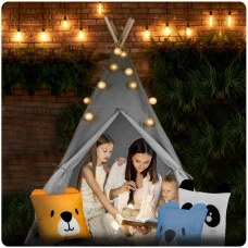 Вигвам детский с фонариками Nukido серый