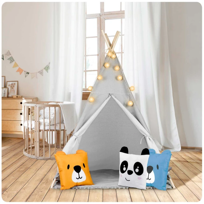 Вігвам дитячий з ліхтариками Nukido сірий