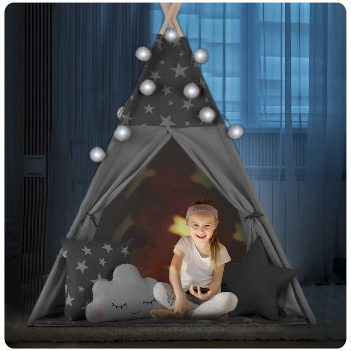 Вигвам детский с гирляндой и фонариками Nukido