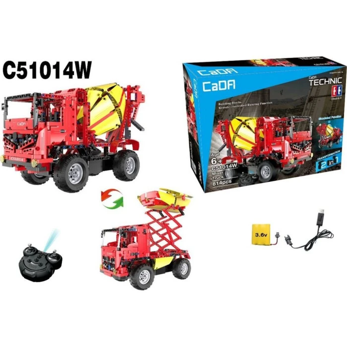 Бетоносмеситель + подъемник 2в1 на дистанционном управлении для детей 6+ Технические блоки CaDA 814 эл