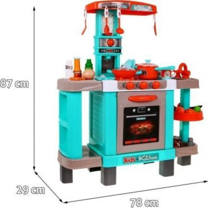 Большая кухня для детей 3+ Интерактивные конфорки Свет Звуки + Кастрюли + Бутафорская еда