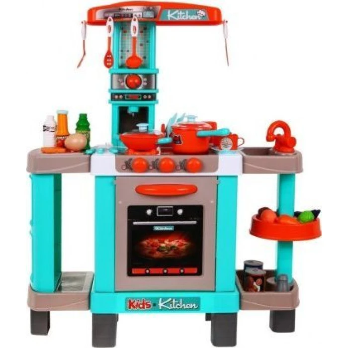 Большая кухня для детей 3+ Интерактивные конфорки Свет Звуки + Кастрюли + Бутафорская еда