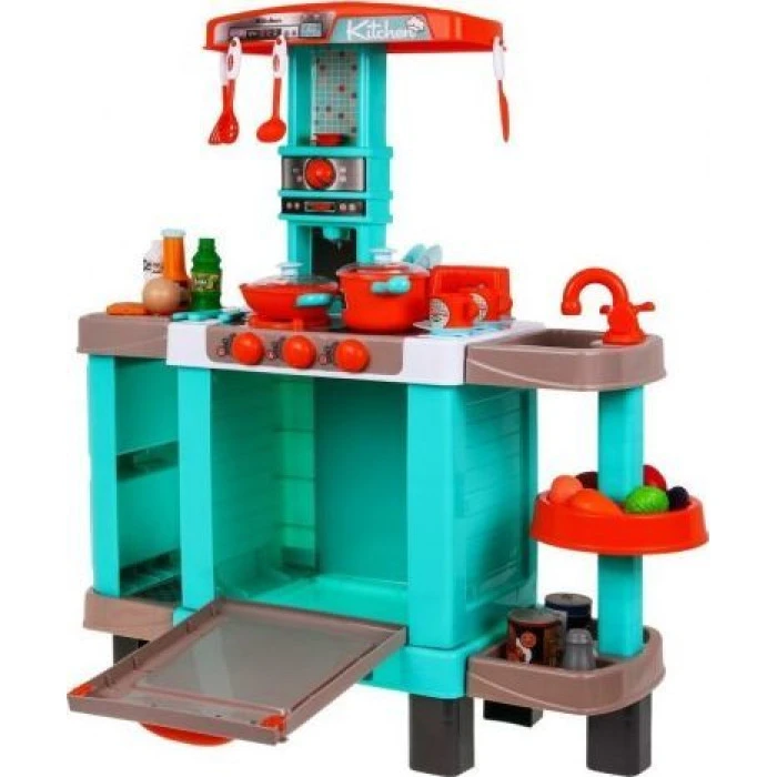 Большая кухня для детей 3+ Интерактивные конфорки Свет Звуки + Кастрюли + Бутафорская еда