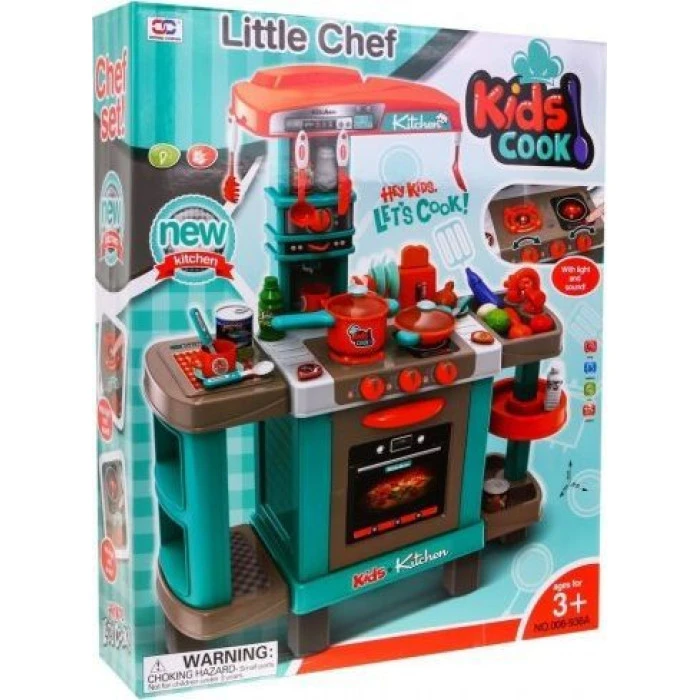 Большая кухня для детей 3+ Интерактивные конфорки Свет Звуки + Кастрюли + Бутафорская еда