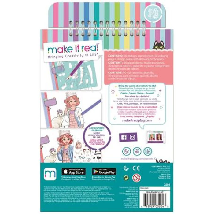 Блокнот с трафаретами Make it Real для модных коллекций Милая кошечка (MR3204)