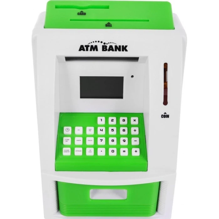 Детская копилка банкомат 3+ зеленый Интерактивные функции + карта банкомата