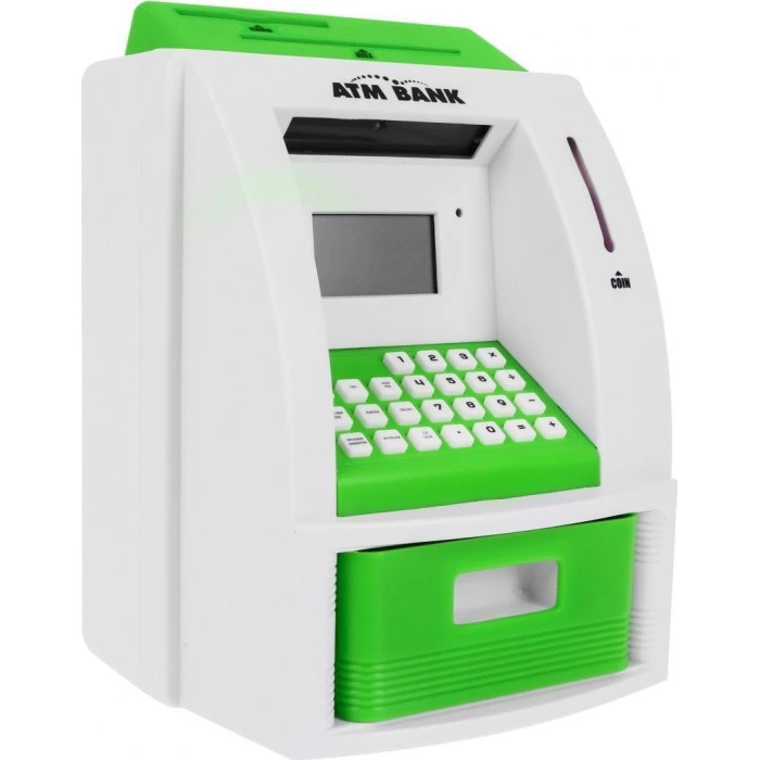 Детская копилка банкомат 3+ зеленый Интерактивные функции + карта банкомата
