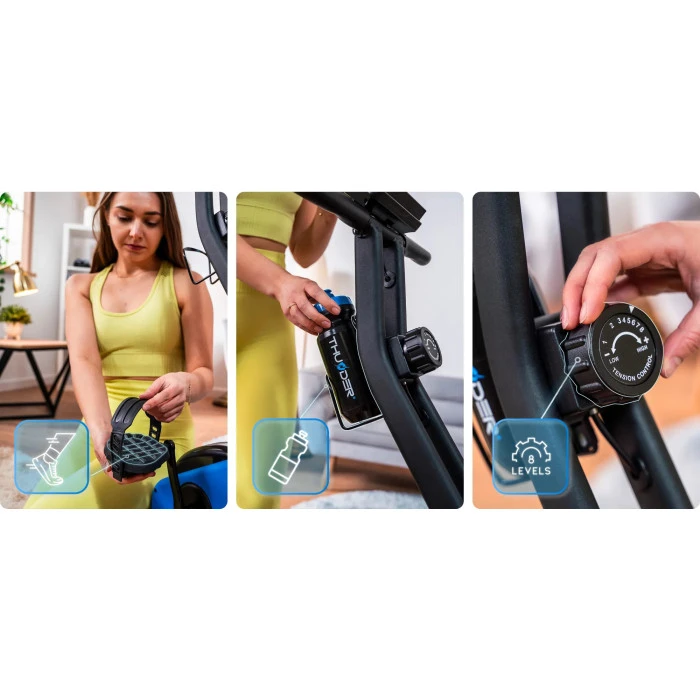 Велотренажер магнітний TINY THUNDER чорно-синій