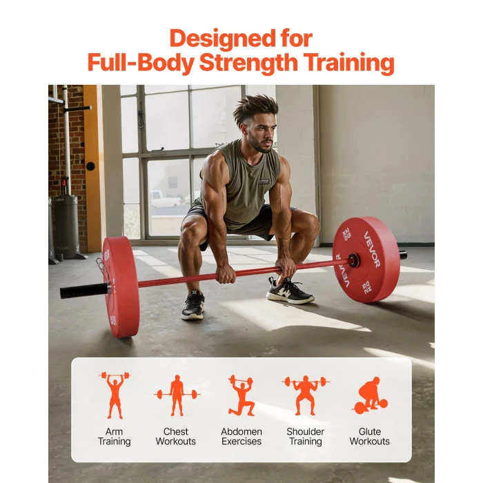 Гриф для штанги VEVOR 180 см, червоний