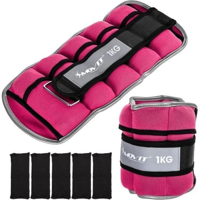 Неопреновые светоотражающие манжеты Movit, 2 х 1 кг, розовые