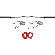 Гриф олимпийский ломаный HMS GOL200 с зажимами, серебряный