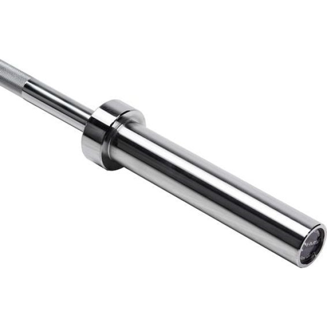 Гриф олимпийский ломаный HMS GOL200 с зажимами, серебряный