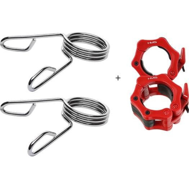 Гриф олимпийский ломаный HMS GOL200 с зажимами, серебряный