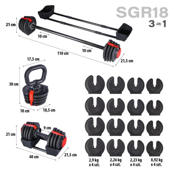 Гантели 3в1 20 кг HMS SGR18 PRO SET