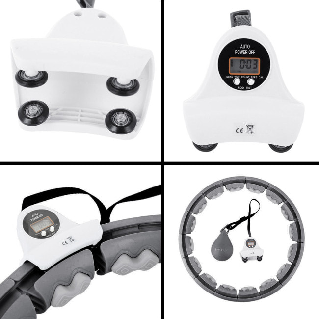 Хула-хуп HMS HHW06 со счетчиком, нагрузкой и поясом для похудения BR163, черный