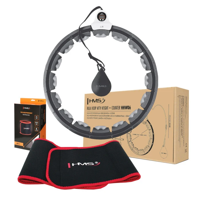 Хула-хуп HMS HHW06 з лічильником, навантаженням та поясом для схуднення BR163, чорний