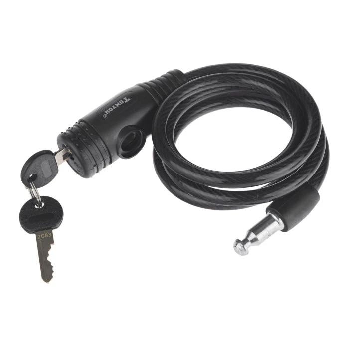 Велосипедний спіральний замок на ключ TonyOn TY536 8х1200мм + чорна ручка