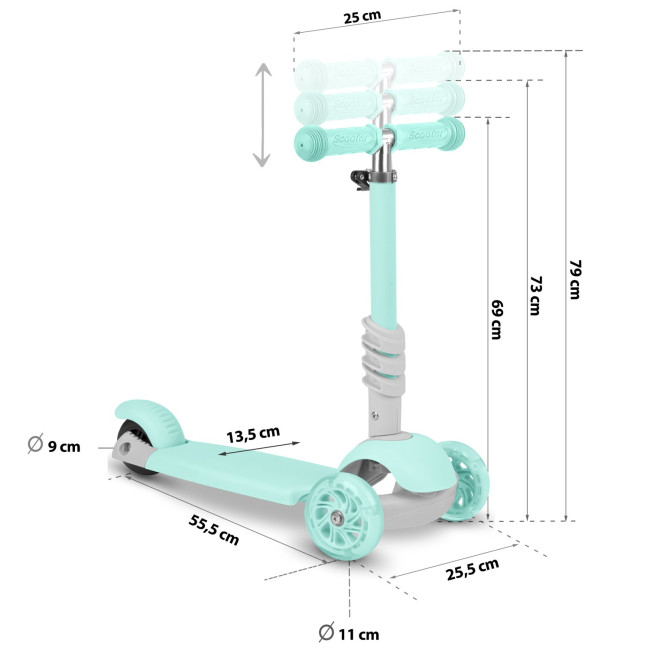 Самокат дитячий триколісний Ricokids Buggy м'ятний
