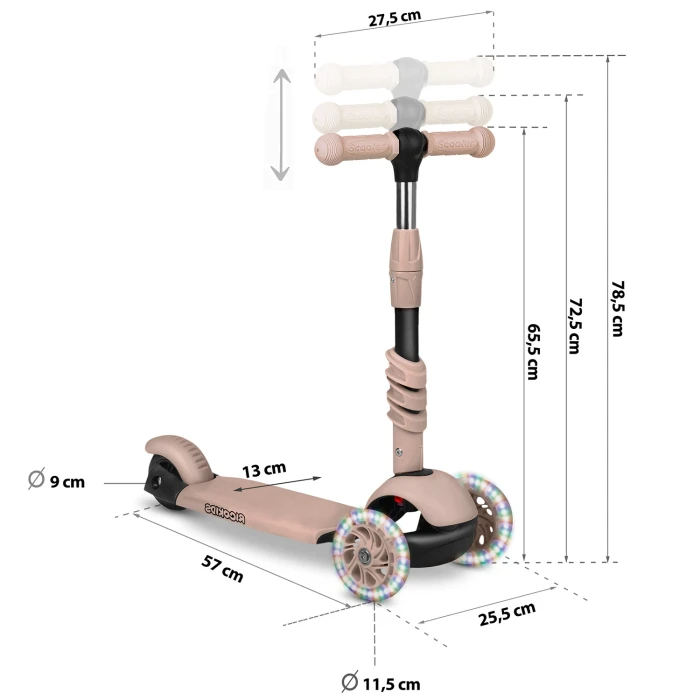 Самокат дитячий триколісний Ricokids Todi бежевий