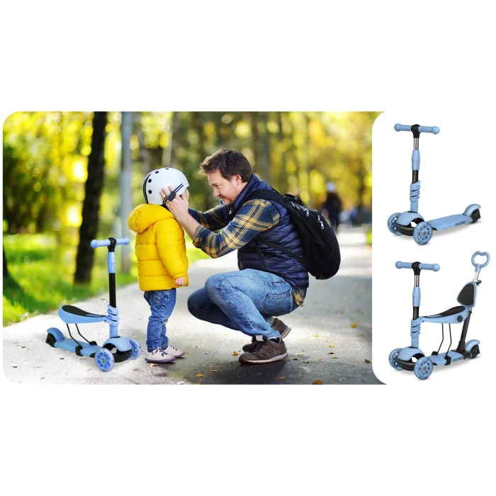 Самокат дитячий триколісний Ricokids Todi блакитно-сірий