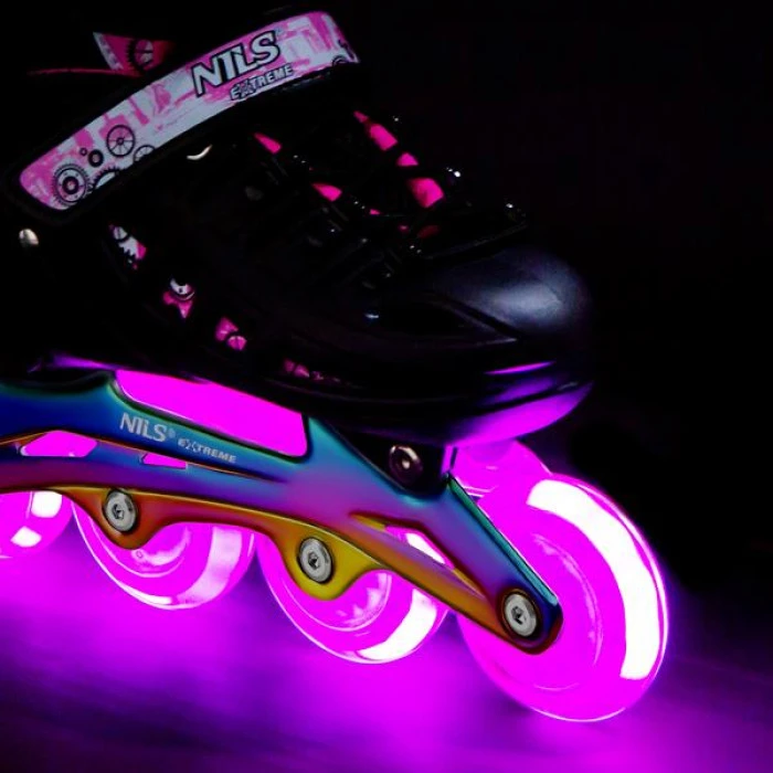Роликовые коньки 4в1 NILS EXTREME NH10905 размер M 35-38, черно-розовые
