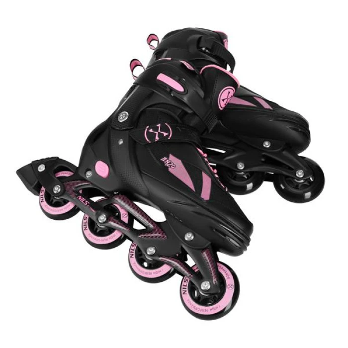 Роликові ковзани 2в1 NILS EXTREME NH382 розмір XS 28-31, чорно-рожеві