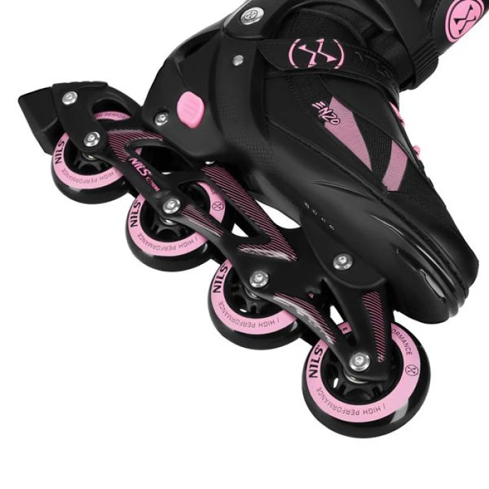 Роликові ковзани 2в1 NILS EXTREME NH382 розмір XS 28-31, чорно-рожеві