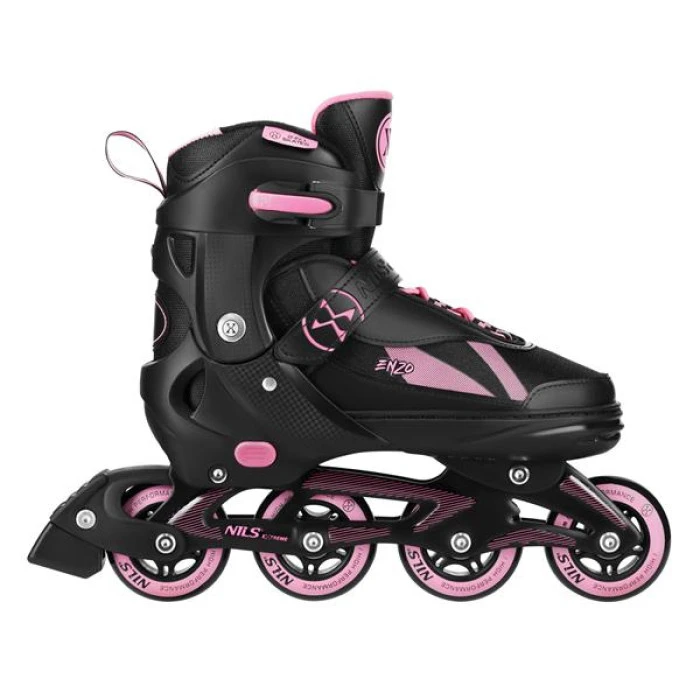 Роликові ковзани 2в1 NILS EXTREME NH382 розмір XS 28-31, чорно-рожеві