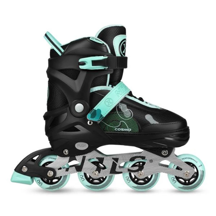 Роликовые коньки NILS EXTREME NA13808 размер M 34-37, черно-зеленые