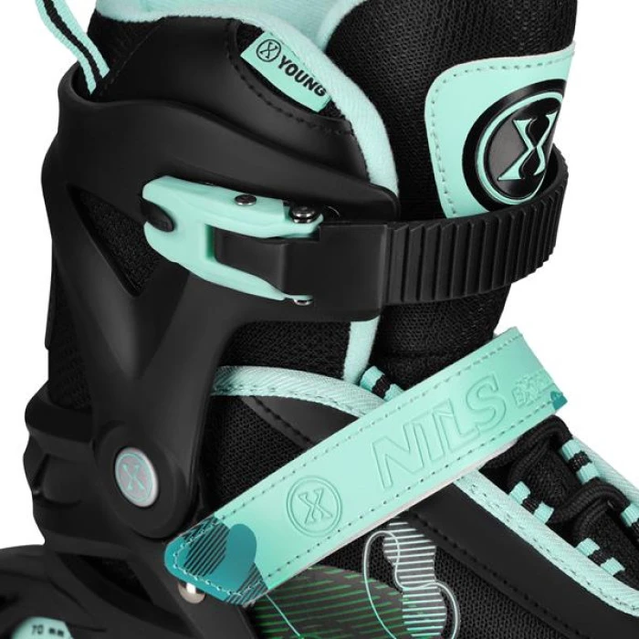 Роликовые коньки NILS EXTREME NA13808 размер M 34-37, черно-зеленые