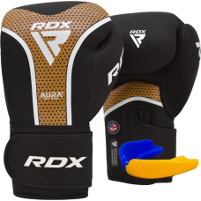 Рукавички боксерські з капою RDX AURA PLUS T-17 розмір 12 унцій, чорно-золотисті