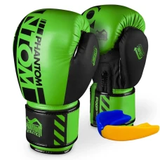Перчатки боксерские с капой Phantom APEX Neon размер 10 унций, черно-зеленые
