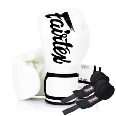 Перчатки боксерские с бинтами Fairtex BGV14 16 унций, белые