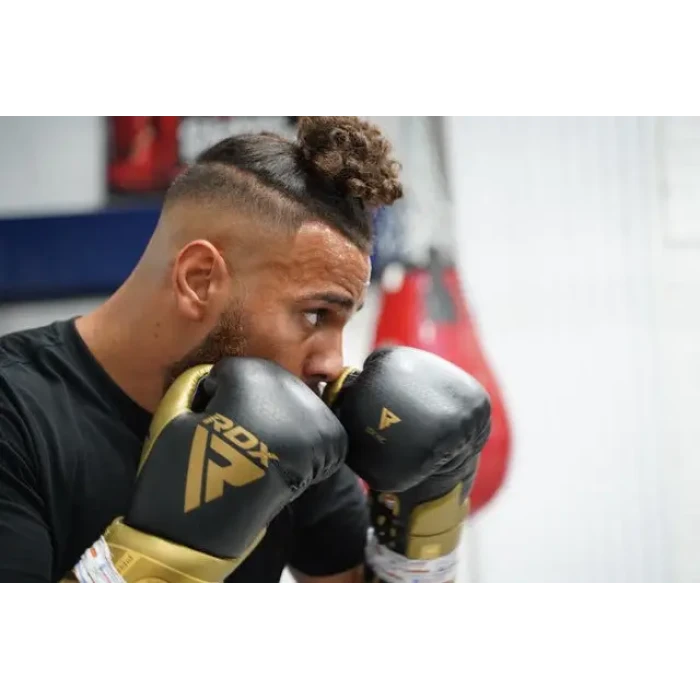 Рукавички боксерські з капою RDX MARK PRO SPARRING TRI LIRA 2 розмір 10 унцій, чорно-золотисті