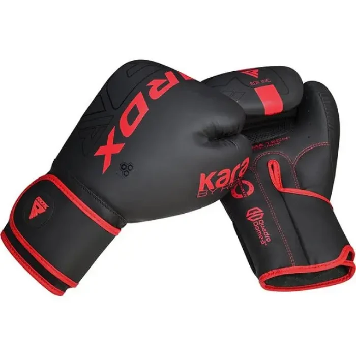 Перчатки боксерские с капой RDX F6 Kara Matte размер 10 унций, черно-красные