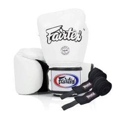 Перчатки боксерские с бинтами Fairtex BGV1 14 унций, белые