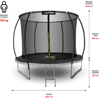 Батут OUTTEC Pumpkin с внутренней сеткой 8 футов 252 см черно-серый