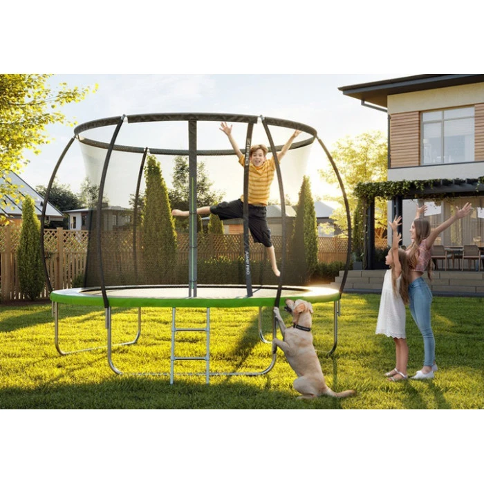 Батут Zipro Jump Pro Premium з внутрішньою сіткою 8 футів 252 см чорно-зелений
