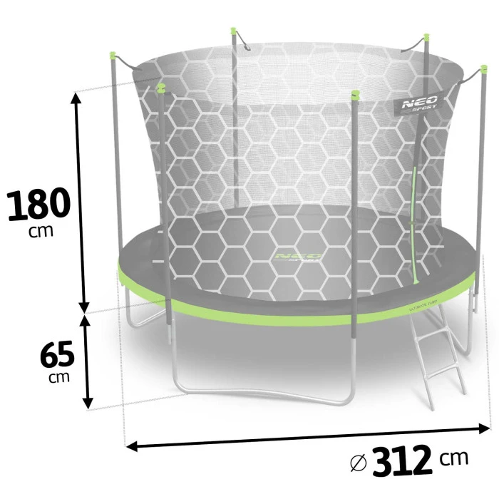 Батут Neo-Sport з внутрішньою 10 футів 312 см чорно-зелений