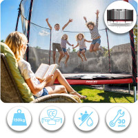 Батут Neo-Sport з зовнішньою сіткою 12 футів 374 см чорно-червоний