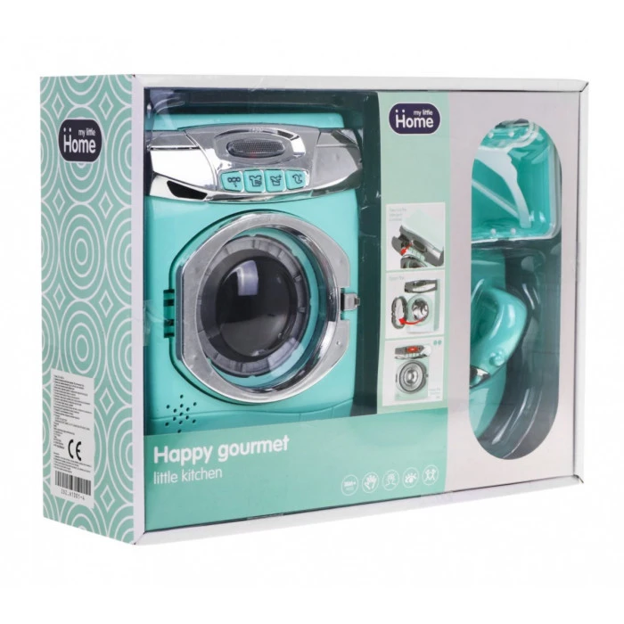 Велика пральна машина, кошик для білизни, прасувальна дошка