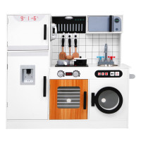 Велика дерев'яна дитяча кухня 3+ біла + Інтерактивні Звуки Світло + Аксесуари